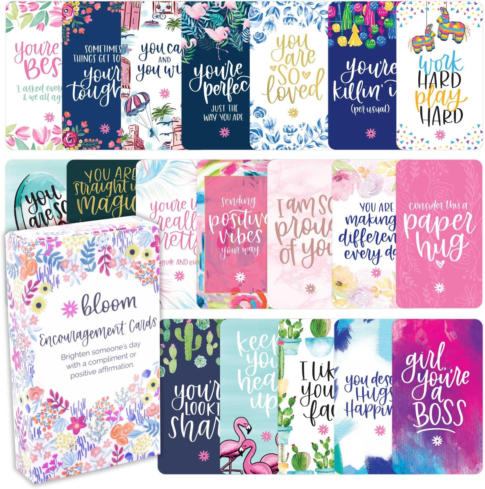 bloom daily planners Encouragement Card Deck - Cute Inspirational Quote Cards - Just Because Cards - Set of Thirty 2" x 3.5" Cards