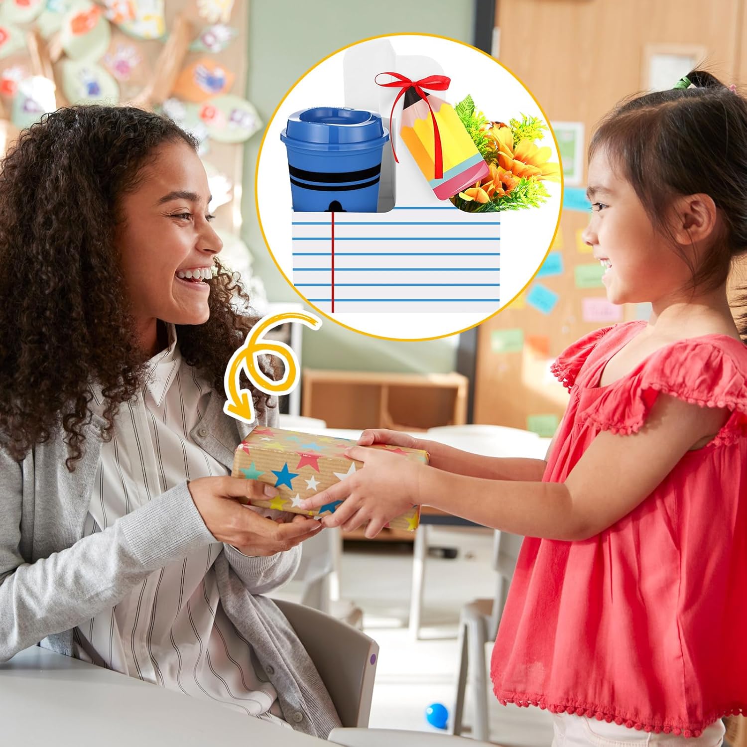 Qinyoung Teacher Valentine Gift Bulk Valentines Day Teacher Plastic Cups with Drink Sleeve Cup Drink Carrier with Handle with Pencil Card and Ribbon Thank You for Christmas Gift from Student(12 Sets) - Image 6