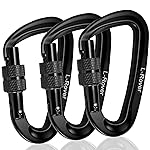 3 Heavy Duty Carabiner Clips 12kN (2697 lbs)-Lightweight Locking Carabiners for Securing PetsCamping, Hiking, HammockOutdoor and Gym etc, Keychains& Utility