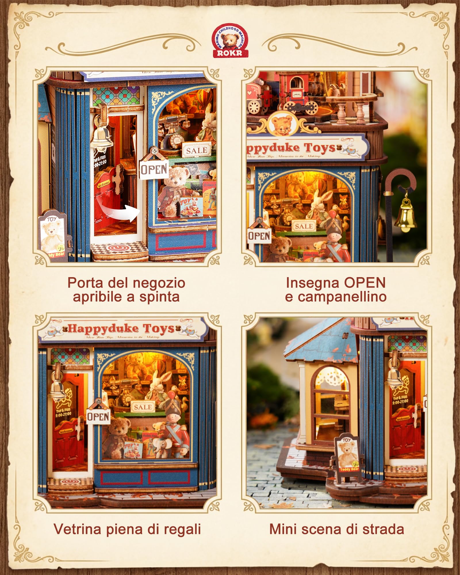 ROKR Happyduke Toy Shop Puzzle 3D in Legno per Adulti, EAM01 | Regalo per adulti,Miniatura decorativa per scrivania