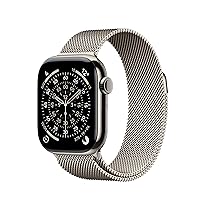 Apple Watch Series 11 GPS + Cellular, Cassa 42 mm in titanio naturale con Loop in maglia milanese naturale – Misura unica