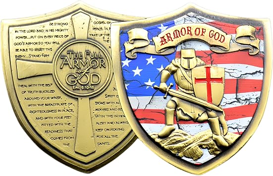 Armor of God Challenge Coin Eph 610-18 3D Prayer Coin Collection Bronze