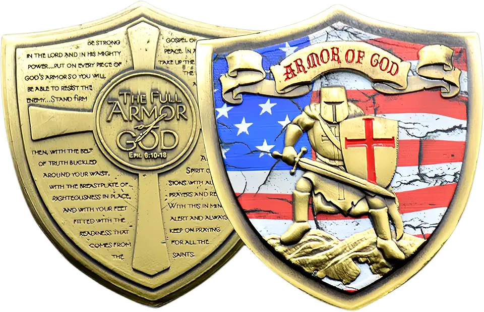 Armor of God Challenge Coin Eph 6:10-18 3D Prayer Coin Collection (Bronze)