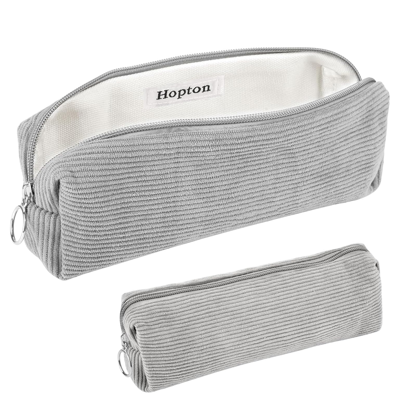Hopton Federmäppchen Cord-Stoff,Mäppchen Teenager,Modische Federmappe | Portable Federtasche für Jungen und Mädchen,Stiftemappe,Schulmäppchen Pencil Case für Teenager Schule,Büro,Zuhause(Grau)