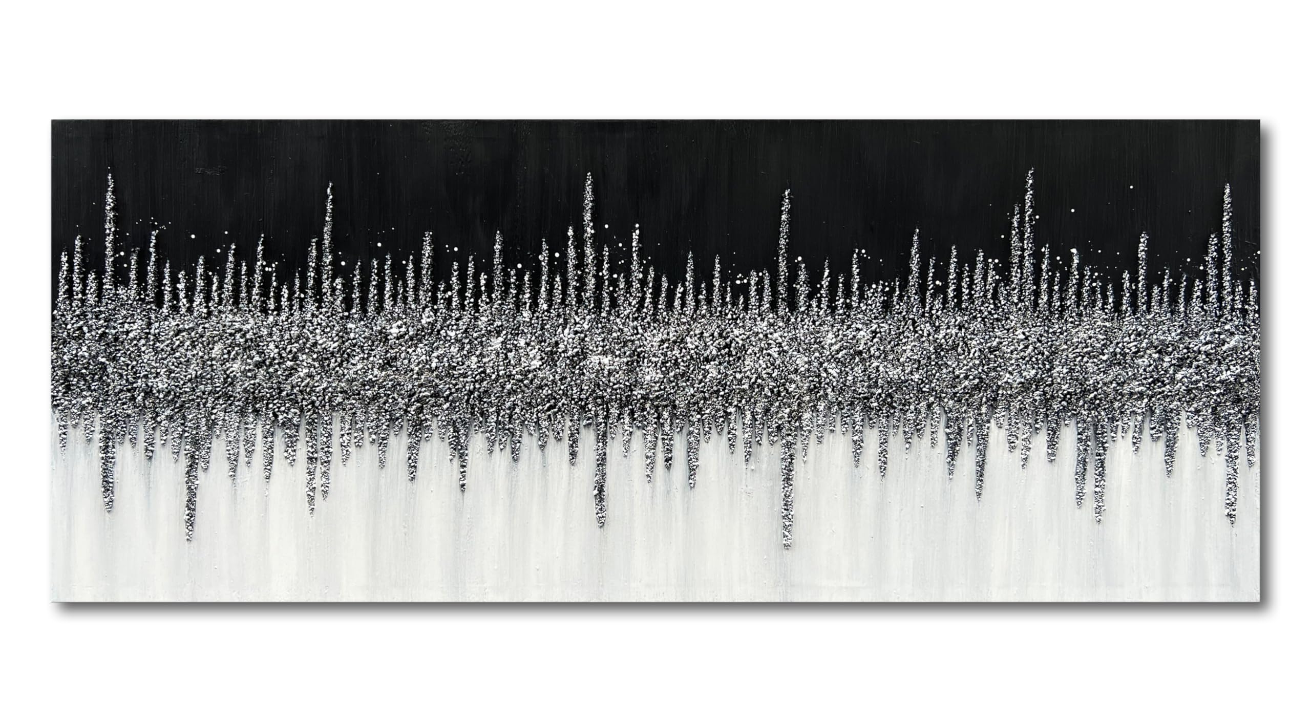 Art Hand-Painted Black and Gray Wall Art Textured Oil Paintings Modern Abstract Wall Art Home Decor 24x60 Inches