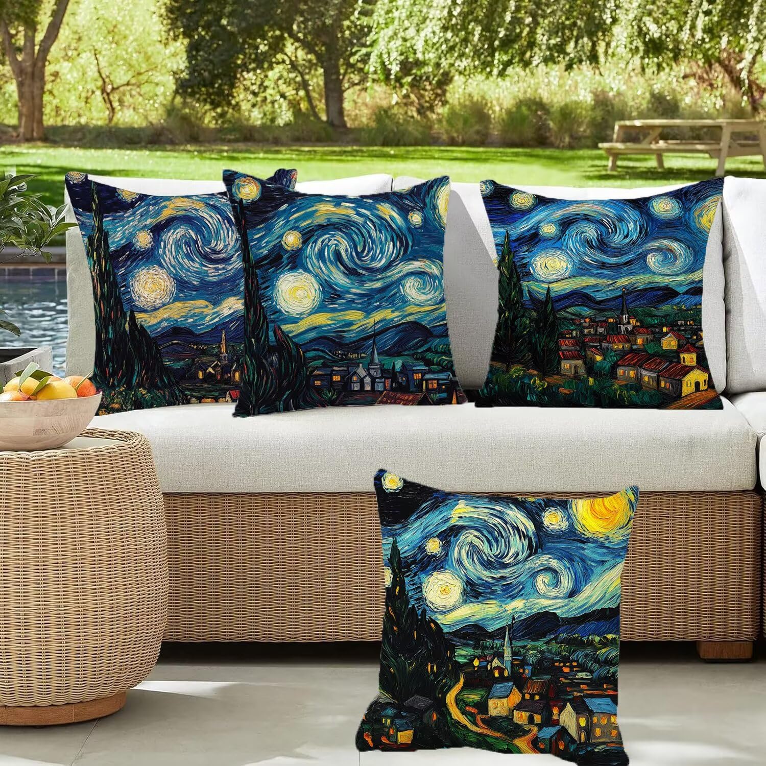 Juego de 4 fundas de cojín modernas e impermeables de 55 x 55 cm y 22 x 22 pulgadas, almohadas suaves para exteriores, patio, jardín, sofá, interior, sala de estar, cama y silla, decoración del hogar