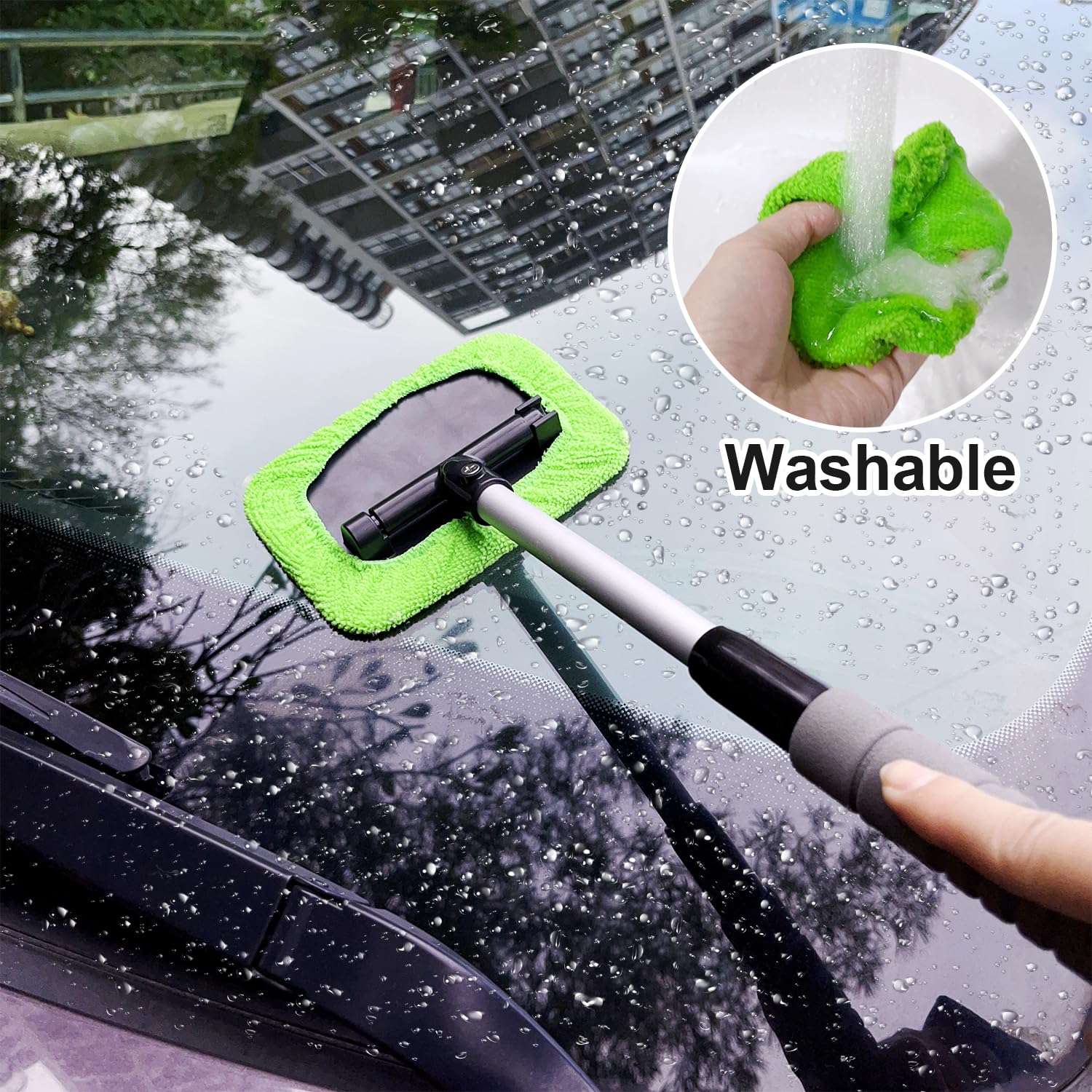 Juego de Limpiador Parabrisas Coche Retráctil y Limpiaparabrisas Retractable Espejo Retrovisor Coche, Limpiador Parabrisas Ventanas Coche Interior para Hogar y Exterior