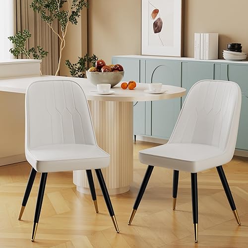 Alunaune Juego de 2 sillas de comedor modernas, tapizadas, sillas de cocina, sillas de ocio sin brazos de mediados de siglo, silla auxiliar de Alunaune Juego de 2 sillas de comedor modernas, tapizadas, sillas de cocina, sillas de ocio sin brazos de mediados de siglo, silla auxiliar de