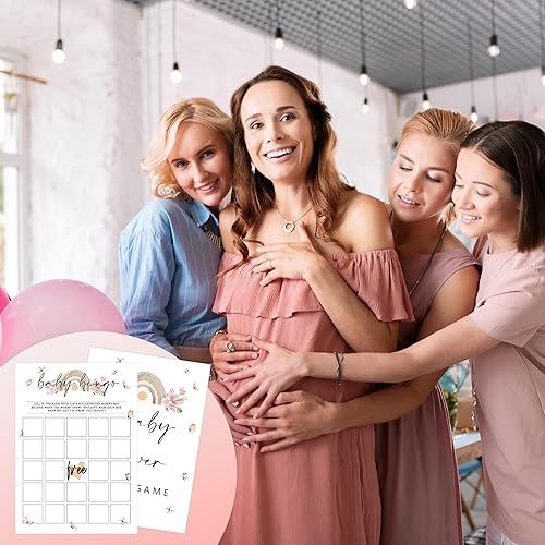 Miniatura 6 de Juegos de baby shower de arco iris bohemio, juego de bingo para bebés (paquete de 30), juego de fiesta de revelación de género de bebé bohemio, tema