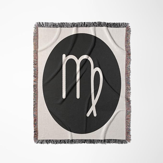 3dRose Virgo, Picture of Horoscope Sign Virgo on Black and White Background Woven Blanket