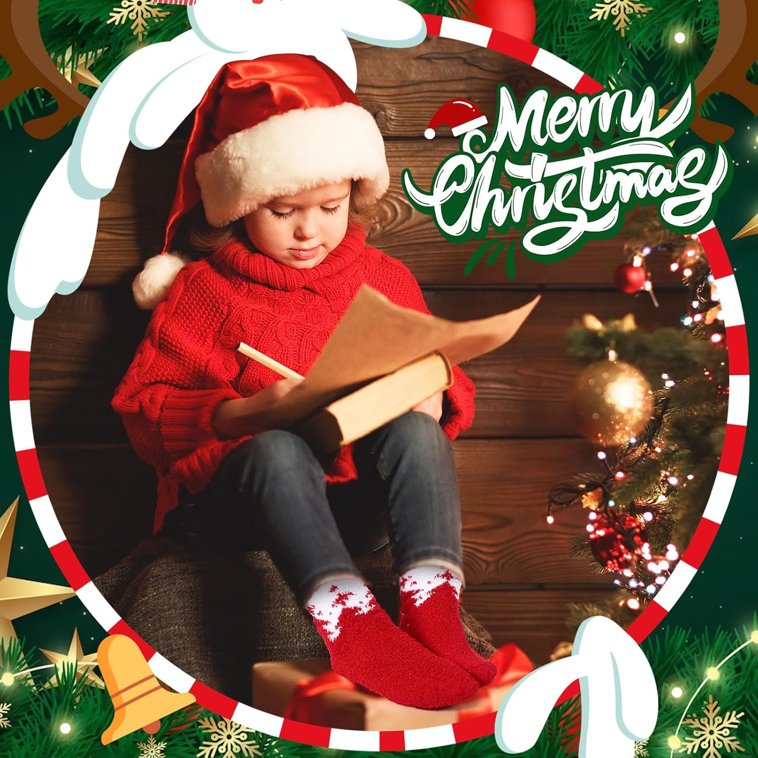 Liitrsh 48 Pairs Christmas Fuzzy Socks Winter Warm Cute Christmas Socks Bulk Slipper Fluffy Socks Boys Colorful Girls Gifts for Kids Women Men Xmas Holiday Indoor Home Casual Sleeping Athletic