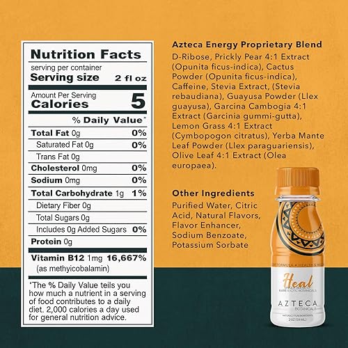 Miniatura 9 de AZTECA BOTANICALS Organic Energy Shot, inyección de resistencia orgánica de apoyo energético con refuerzo de vitamina B12, suplementos energéticos