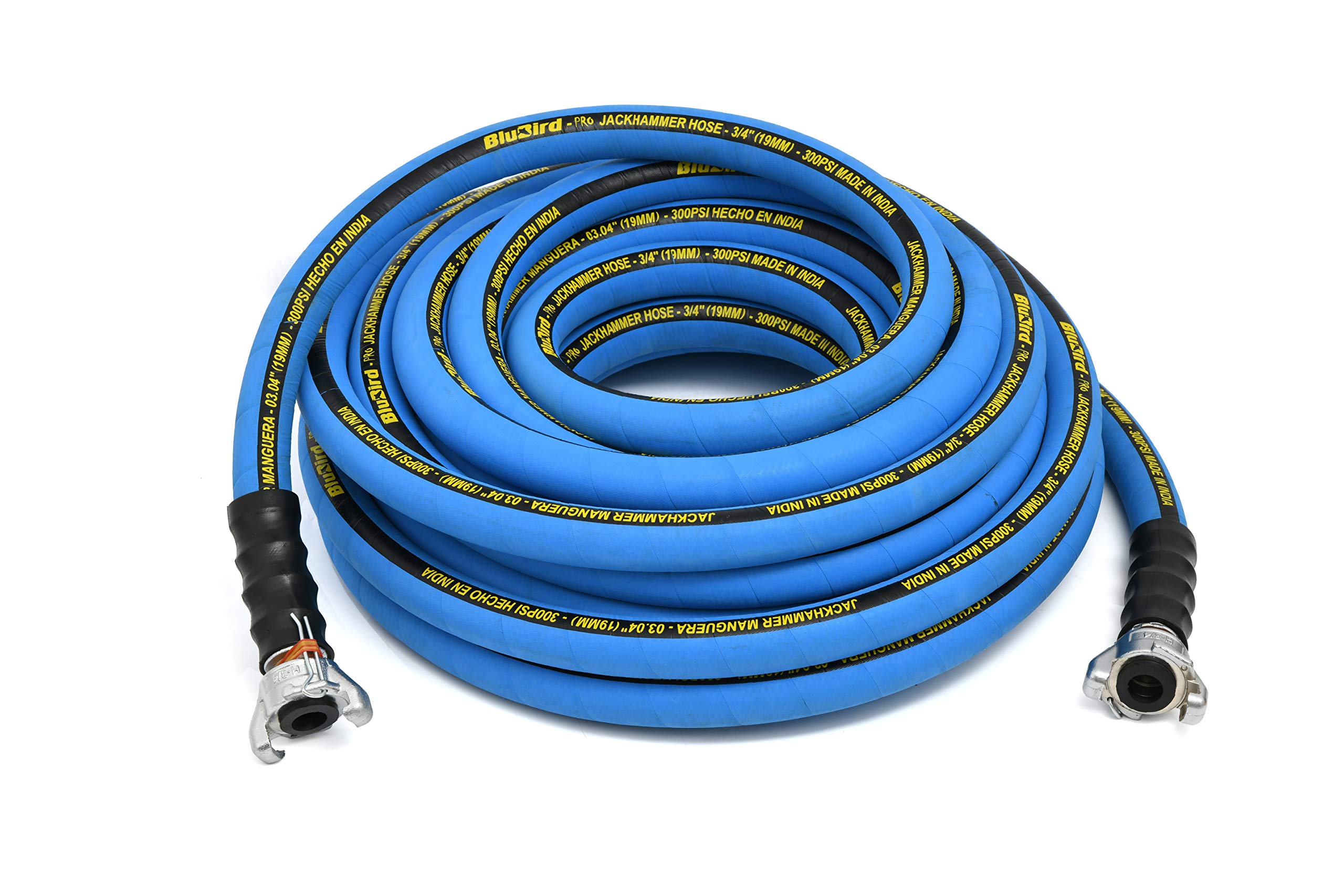 Blubird Pro Jackhammer Hose 3/4" x 50 Ft, UltraLight & SuperStrong, 300 PSI w.p. (9lbs Lighter