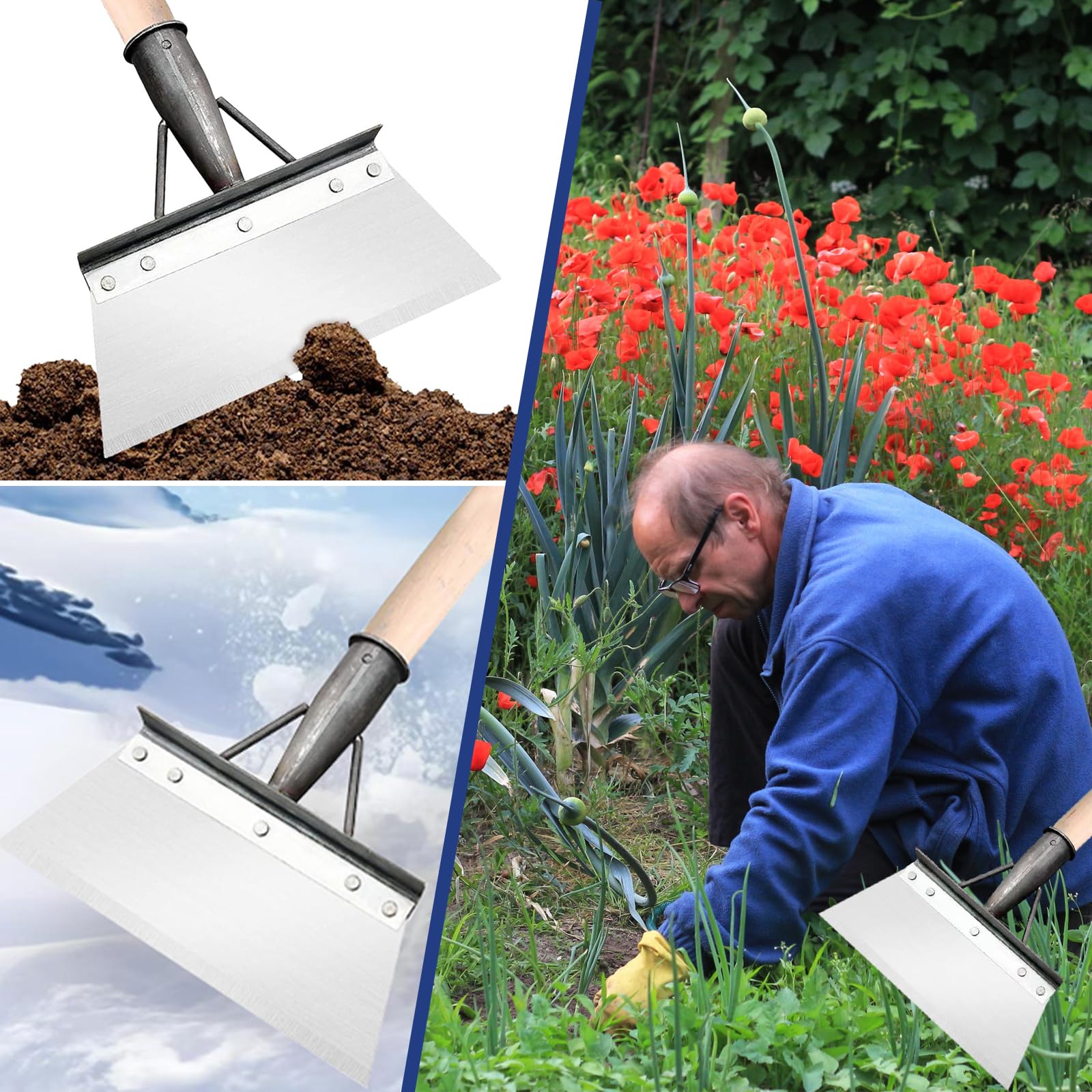 Pala di Pulizia Multifunzionale,Pala da Giardino Pala per la Pulizia Diserbo Pala Piatta in Acciaio,Strumento per Piantare Diserbo all'aperto,Pala per Diserbo,Adatta per Diserbo, Giardino(23CM)