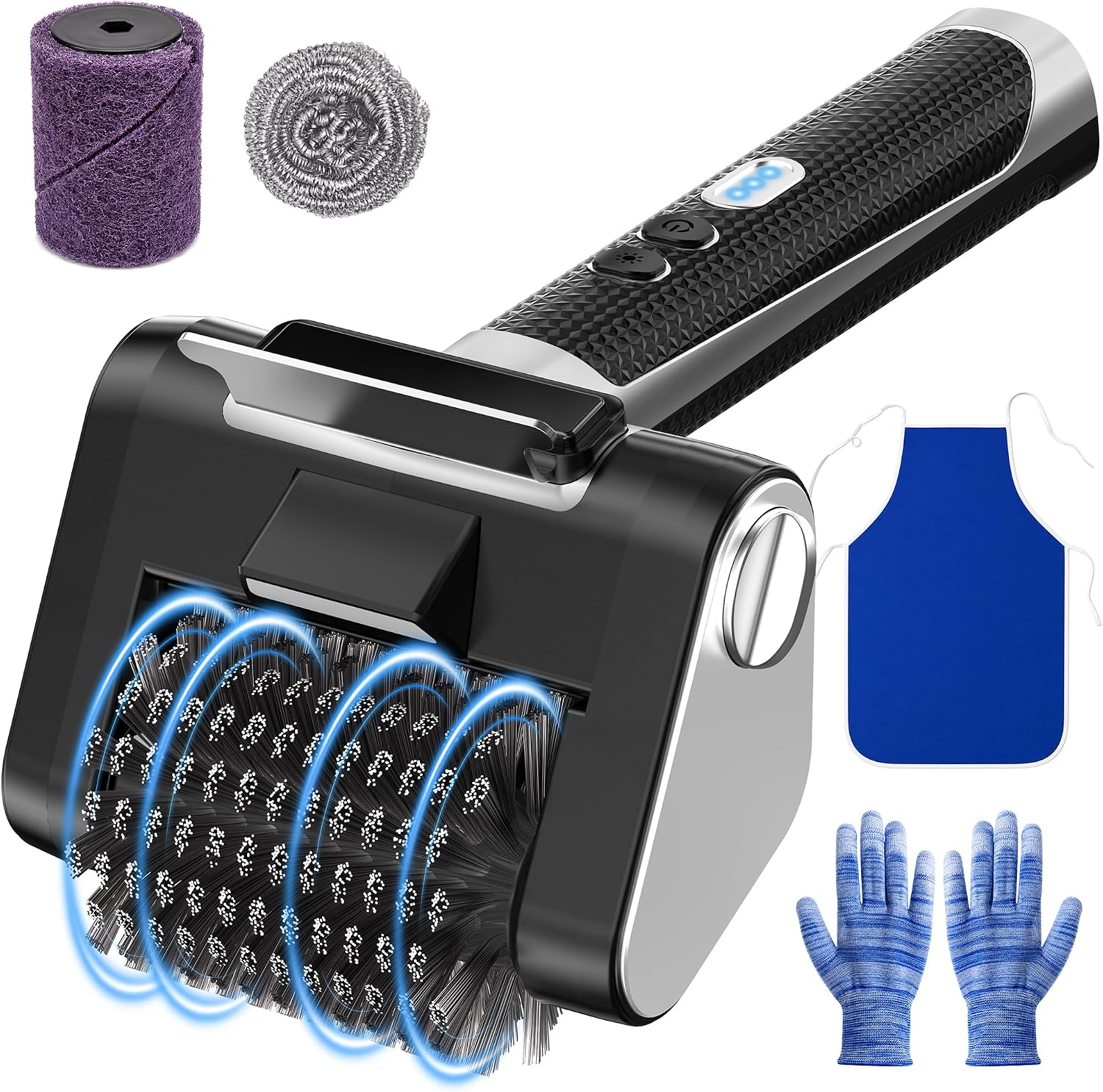 Qanskm 4000mAh 3-Speed Detachable Head Electric Grill Brush