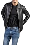 Polo Collar Premium Leather Jacket Men - Old School Classic Style Everyday Wear Real Lambskin Mens Leather Jacket
