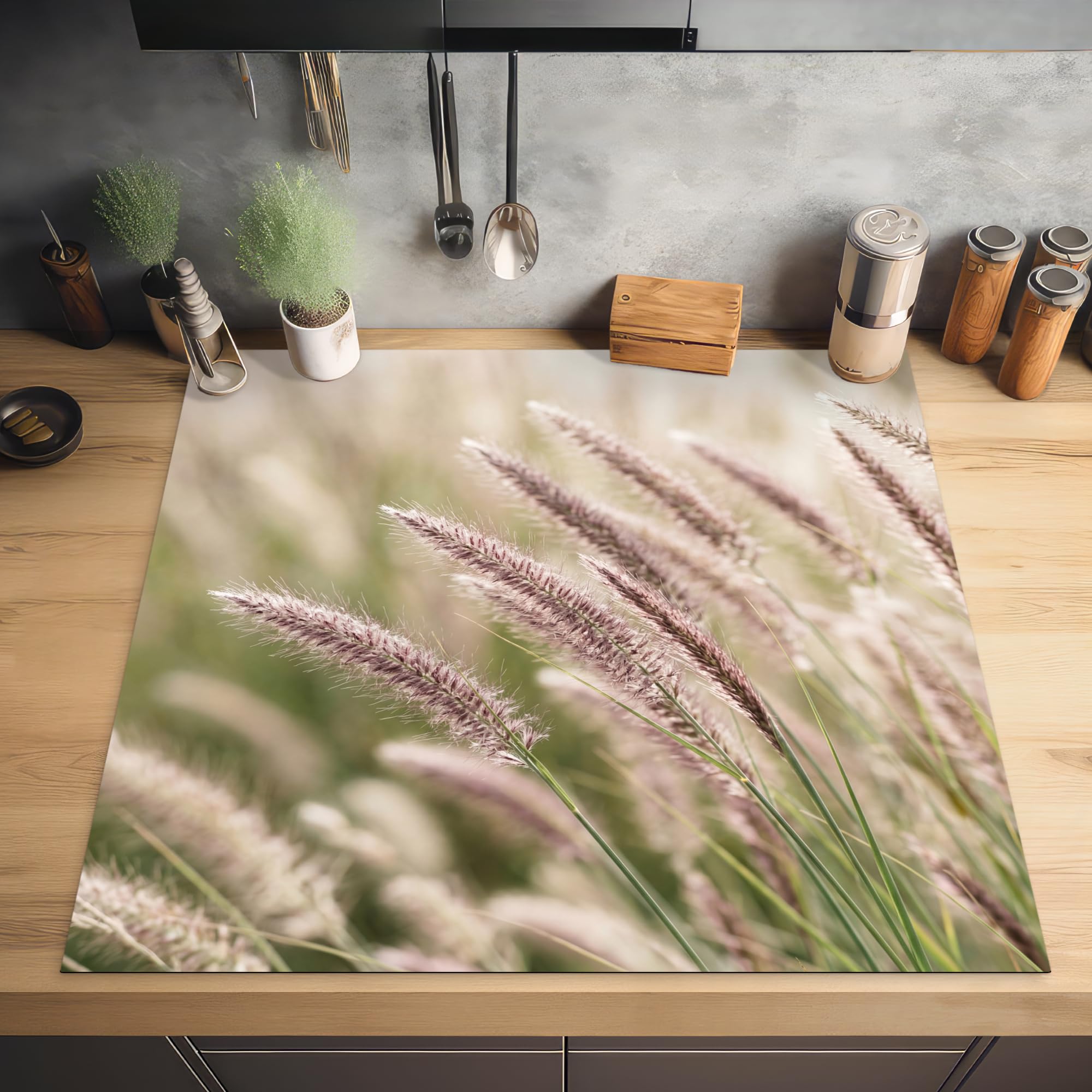 "KitchenYeah© Coperchio Piano Cottura 78x78 cm Cucina Copri Fornelli Tappetino Induzione Antiscivolo Piastra Protezione Erba - Primo piano - Verde"