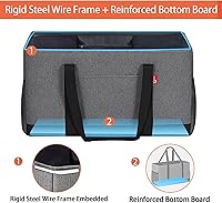 Vista 4 de Bolsa de Mano de Utilidad Extra Grande, Bolsas de Comestibles Reutilizables Plegables, Bolsa Plegable con Marco de Alambre Metálico y Tablero