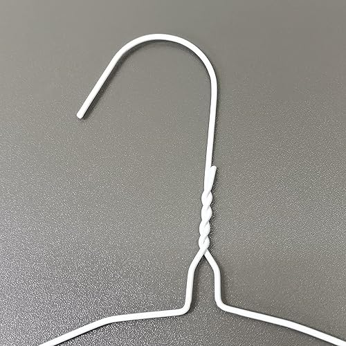 Miniatura 6 de FixtureDisplays Percha de tela de alambre de metal, colgador de abrigo recubierto de vinilo blanco, colgador seco de goteo 10 unidades 16X8 100701