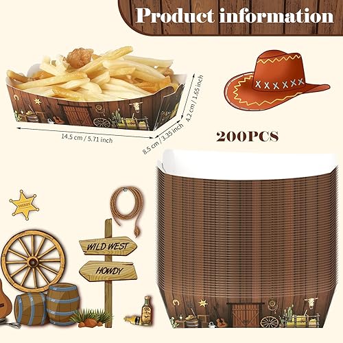 Miniatura 2 de 200 piezas de decoraciones occidentales para fiestas occidentales, bandejas de papel de vaquero de 1 libra, para sala de estar, escena occidental,
