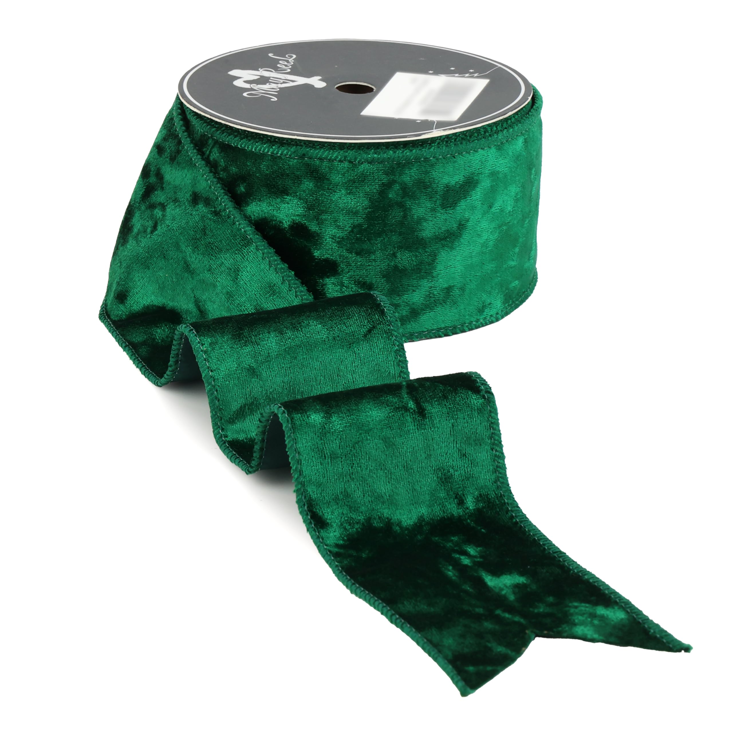 MAYREEL Green Crushed Velvet Ribbon Wired 2.5" x 10 Yards Christmas Edge Ribbon for Decorations, Gift Wrapping, Wreath, Tree Topper, Bow Making, Crafts โ image 1