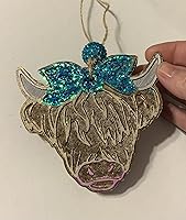 Vista 2 de Custom Car Freshner, Highland Cow, Leather and lace