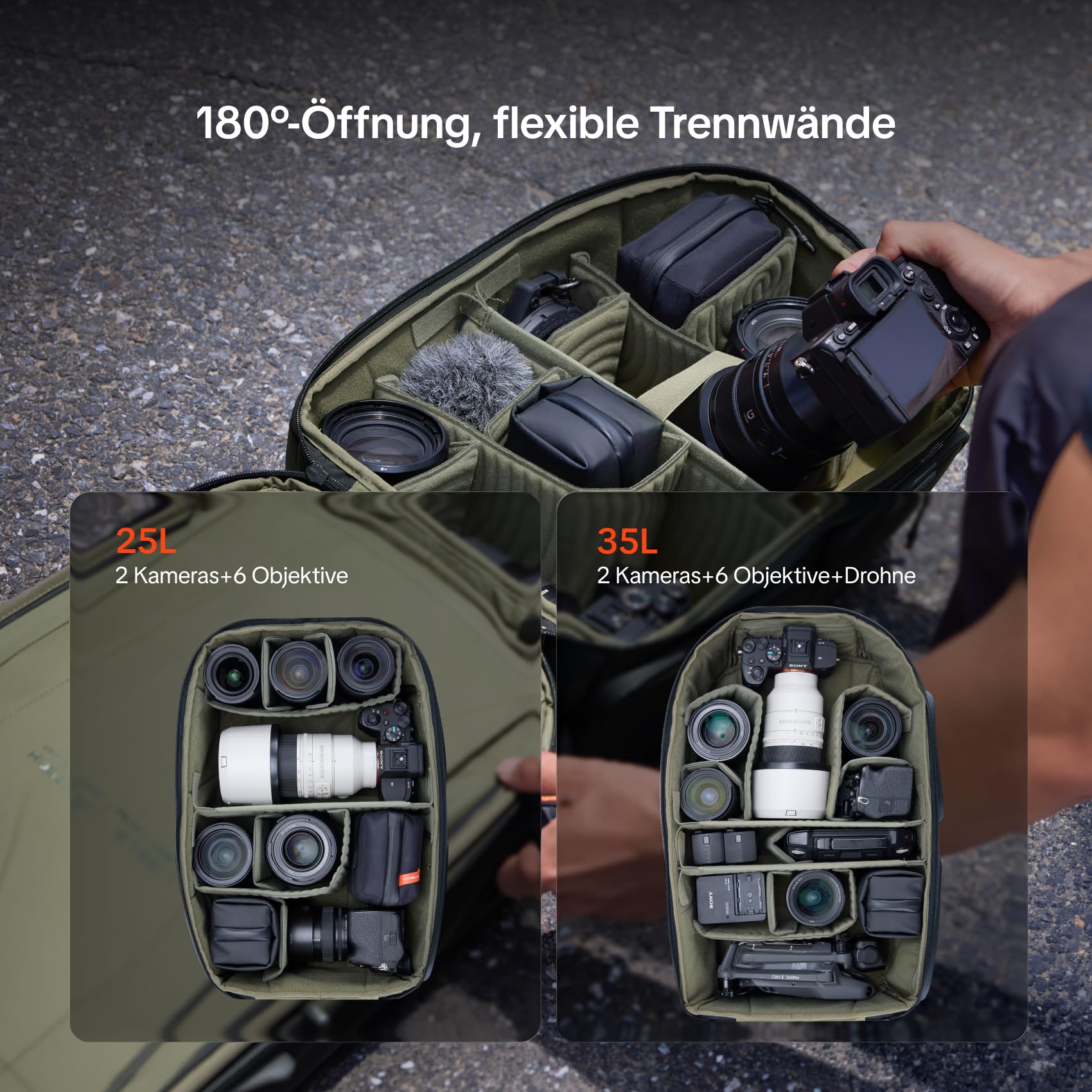 PGYTECH OneMo 3 Kamerarucksack 35L, Fotorucksack mit AerisFrame Tragesystem