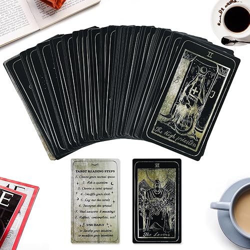 Miniatura 4 de Bowear Baraja de cartas de tarot para principiantes con guía, juego de tarot de 78 piezas, herramienta de adivinación de juego de adivinación,