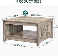 Vista 16 de Mesa de centro de granja con almacenamiento, mesa de cóctel de madera rústica, mesas de centro cuadradas para sala de estar, sala de reuniones