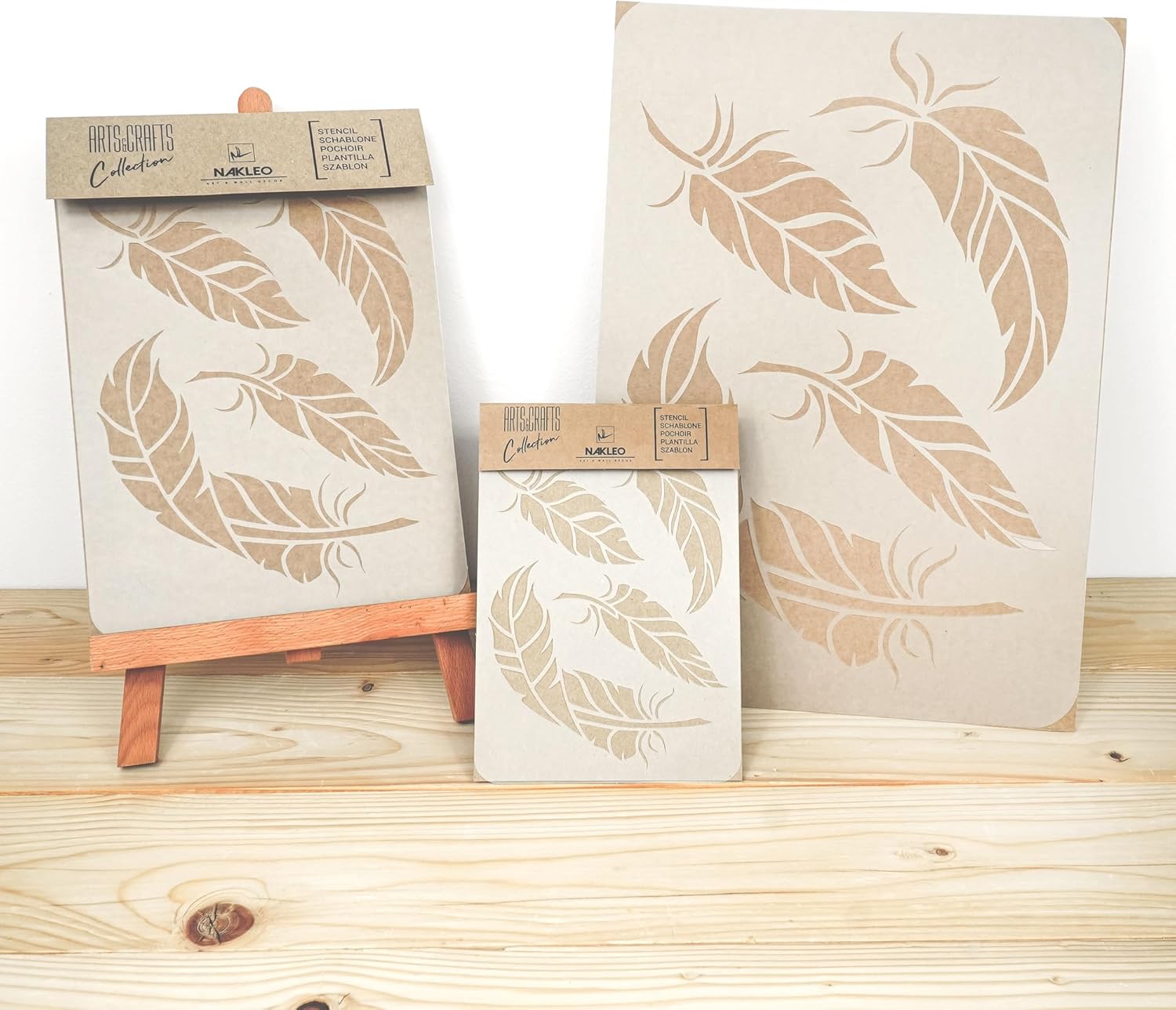 NAKLEO Painting Stencil for Crafts A3 11.8” x 16.5”, Bird Feathers Wings Pattern, Reusable Plastic DIY & Scrapbooking Drawing Template, Decoupage Art Home Decor, Wall Wood Fabric Furniture