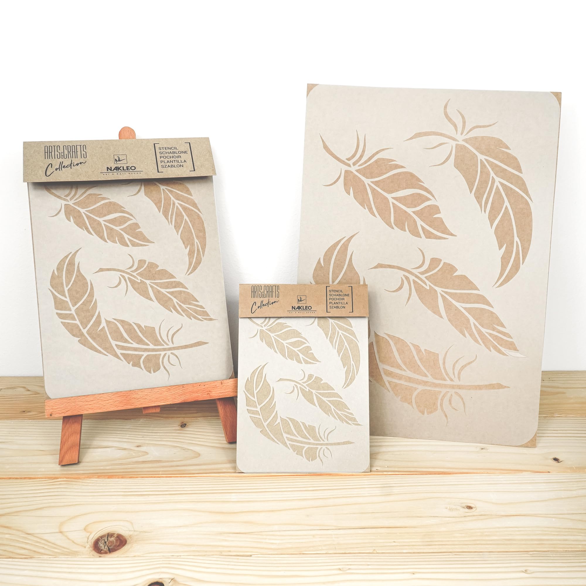 12 Stencil Per Pittura A Tema Piume – Modelli Riutilizzabili – 24x12 Cm – Per Muro Tessuto Legno