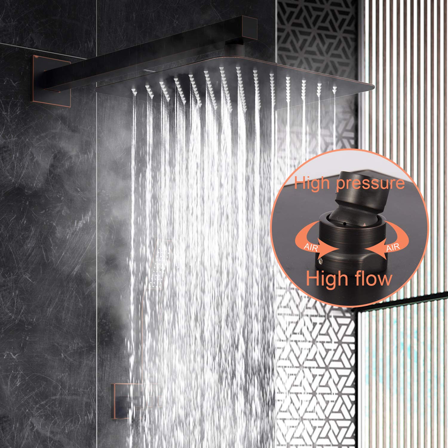 SR SUN RISE Oil Rubbed Bronze Shower System 10 Inches Square Shower