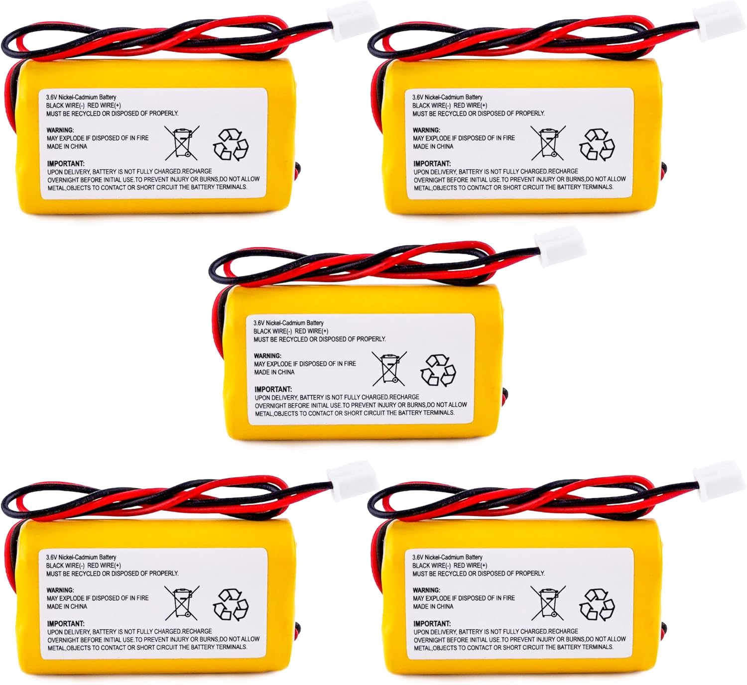 Fulpower 5-Pack 3.6V 900mAh Ni-Cd AA Rechargeable Emergency Light Batteries for Exitronix 10010037, Max Power B2-0031 MH468886, Unitech LEDR-1 6200RP, Dantona CUSTOM-318 OSA230, Replacement Battery.