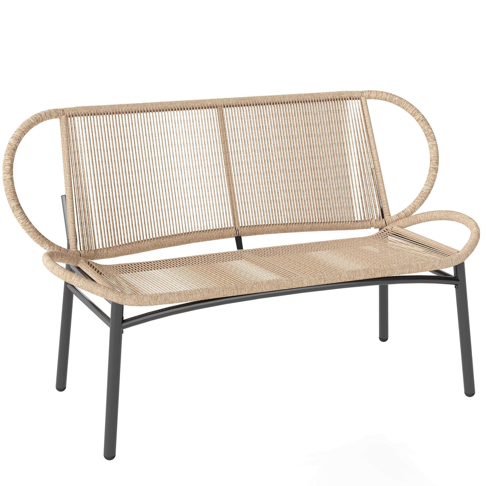 Outsunny Banc de Jardin 2 Places en Résine Tressée 138x62x83cm Naturel