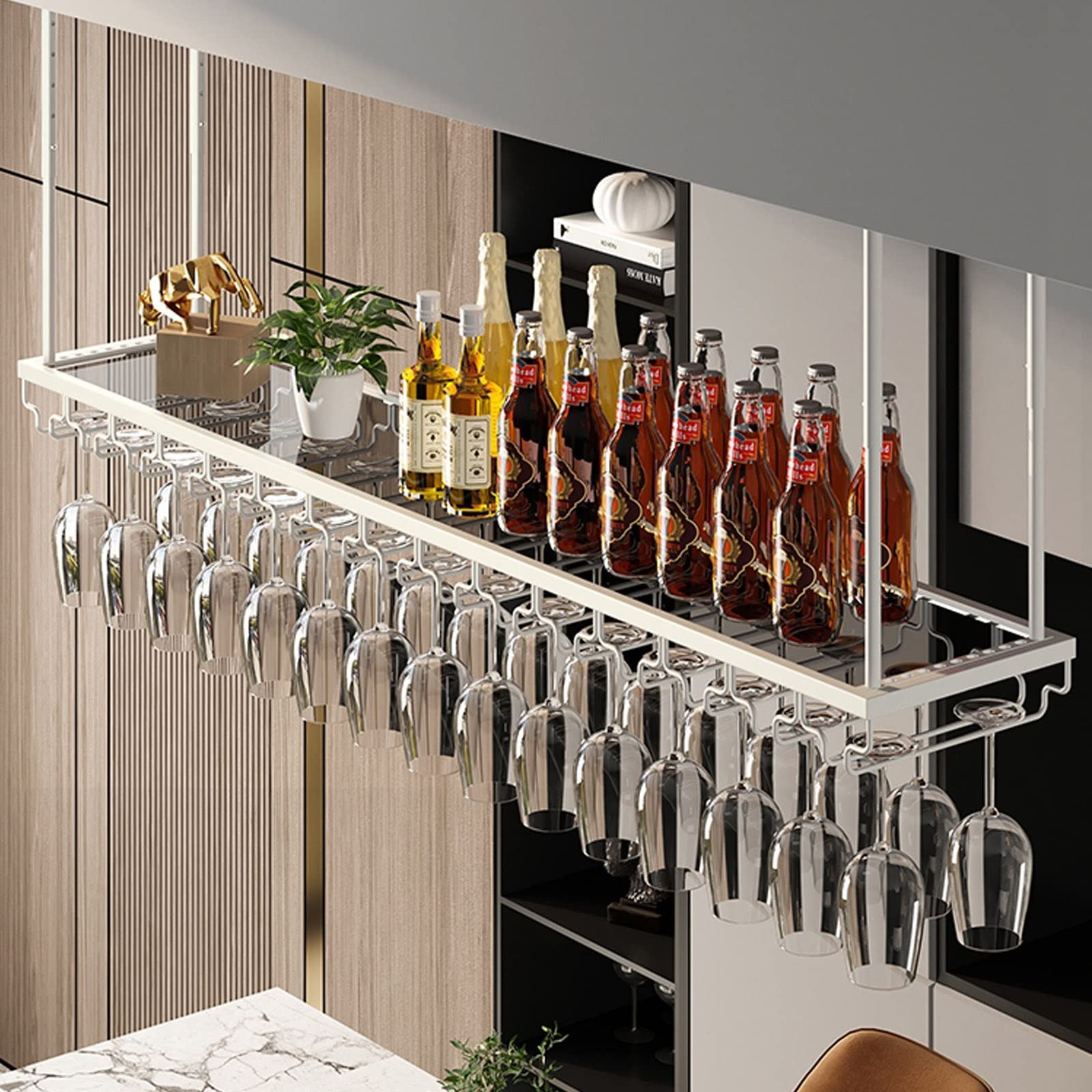 Amazon｜白 ワインラック ワイングラスホルダー 吊り下げ 自作