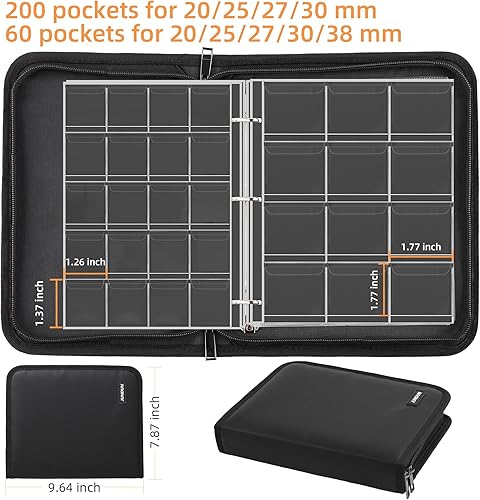 Miniatura 3 de Libro de colección de monedas para coleccionista, 260 bolsillos ignífugos para colección de monedas, organizador de colección de monedas, caja de