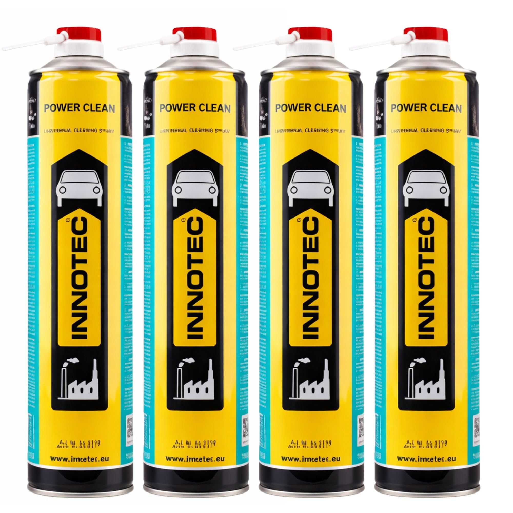 4 Stück INNOTEC Power Clean 750 ml Aerosol – Universalreiniger & Entfetter – entfernt Fett, Öl, Teer, Wachs und Kleberückstände – ideal für KFZ, Werkstatt, Maschinenbau & Industrieanwendungen
