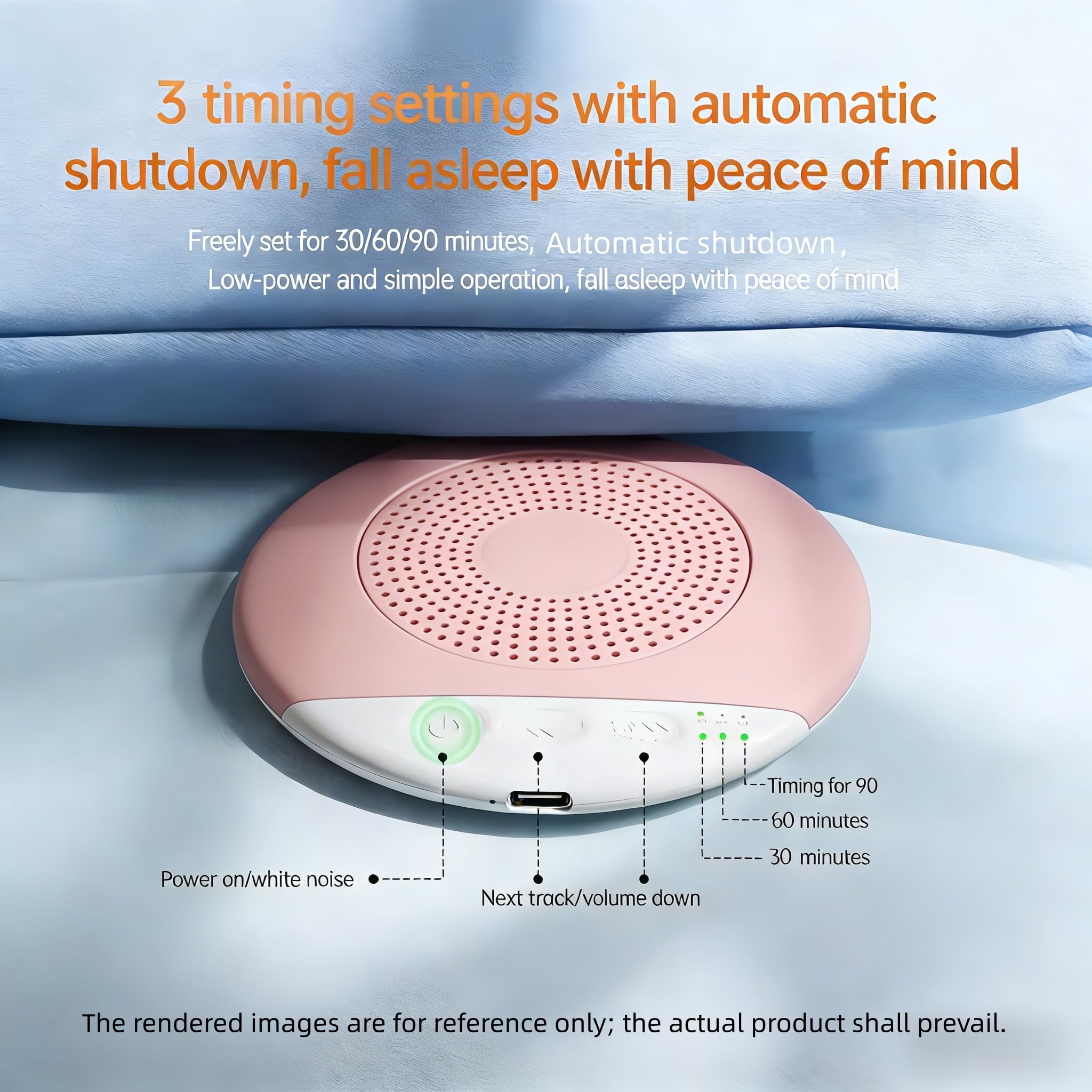 2026 New Bluetooth Pillow Speaker for Sleeping, Under Pillow Speaker with Sleep Timer & White Noise, Thin Speaker for Bed, Hi-Fi Sound, 48H Battery, Type-C, Private Listening for Adults & Kids — view 6