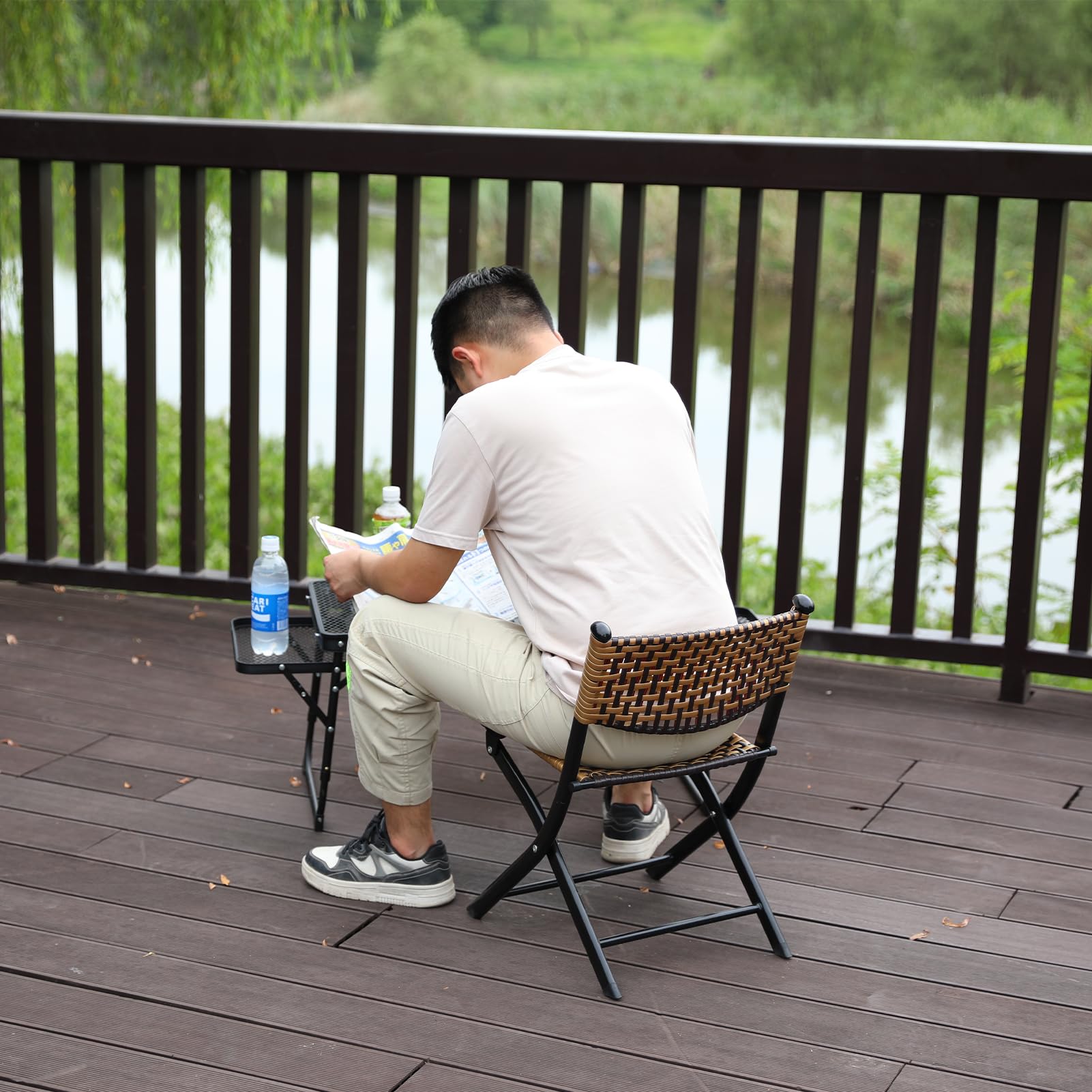 Amazon.co.jp: YOGOTO 折り畳み椅子 籐編み 手細工籐椅子 撥水