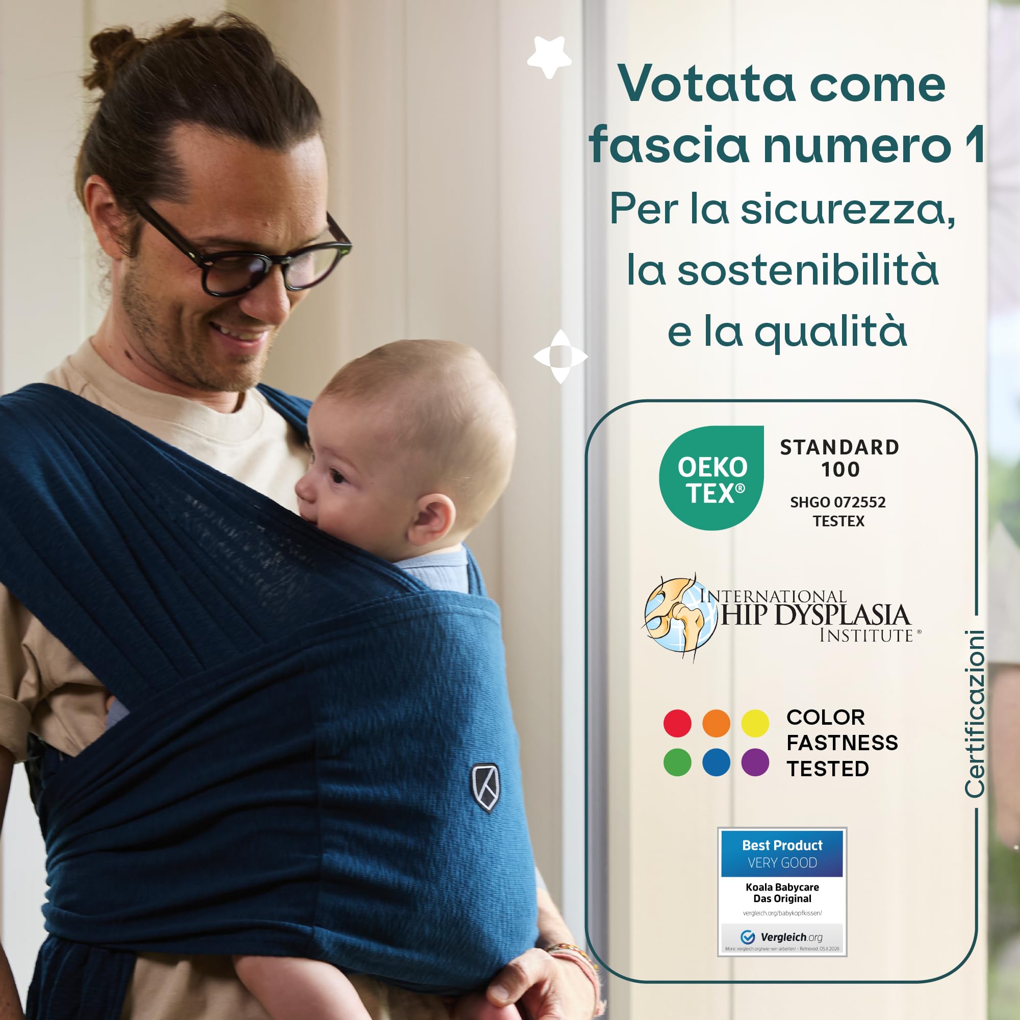 Koala Babycare Fascia Porta Bebe Neonato Facile da Indossare, Regolabile e Unisex - Marsupio Neonati Multiuso Adatto Fino a 9kg - Fascia Porta Bambino Antracite