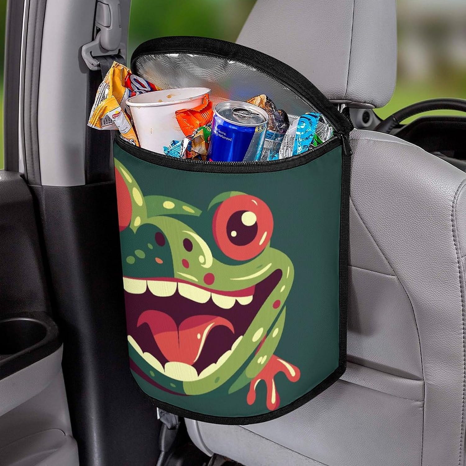Frog with Mouth Open Car Trash Can Bin Bag Waterproof Car Garbage Can Bag Trash Can for Car Car Trash Can for Women Men Garbage Can for Car Car Trash Can with Lid Trash for Car Trucks Rvs