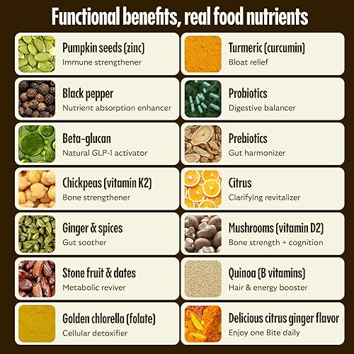 Miniatura 10 de GEM Daily Bite para mujeres y hombres, con más de 20 vitaminas, minerales y superalimentos como zinc, vitamina D, complejo B, K, cúrcuma, fibra y