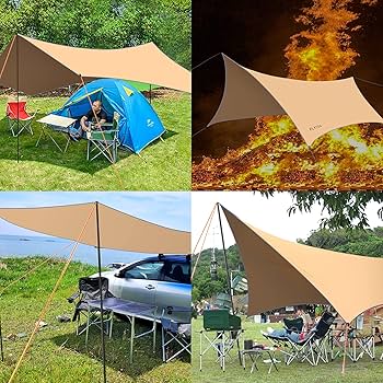 ヘキサタープ 4人用 無地 TCタープ TC素材 焚き火可　4.8ｍｘ4.8ｍ Amazon | WildSpirits ヘキサタープ TCタープ ポリコットン 4人