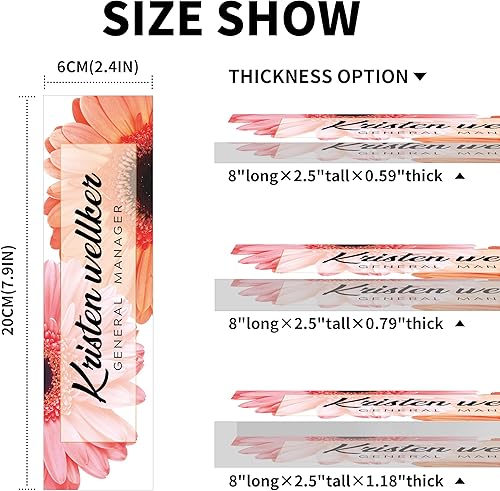 Miniatura 4 de Placa de nombre de escritorio personalizada, margarita africana personalizada para escritorios en vidrio acrílico transparente, regalos de oficina