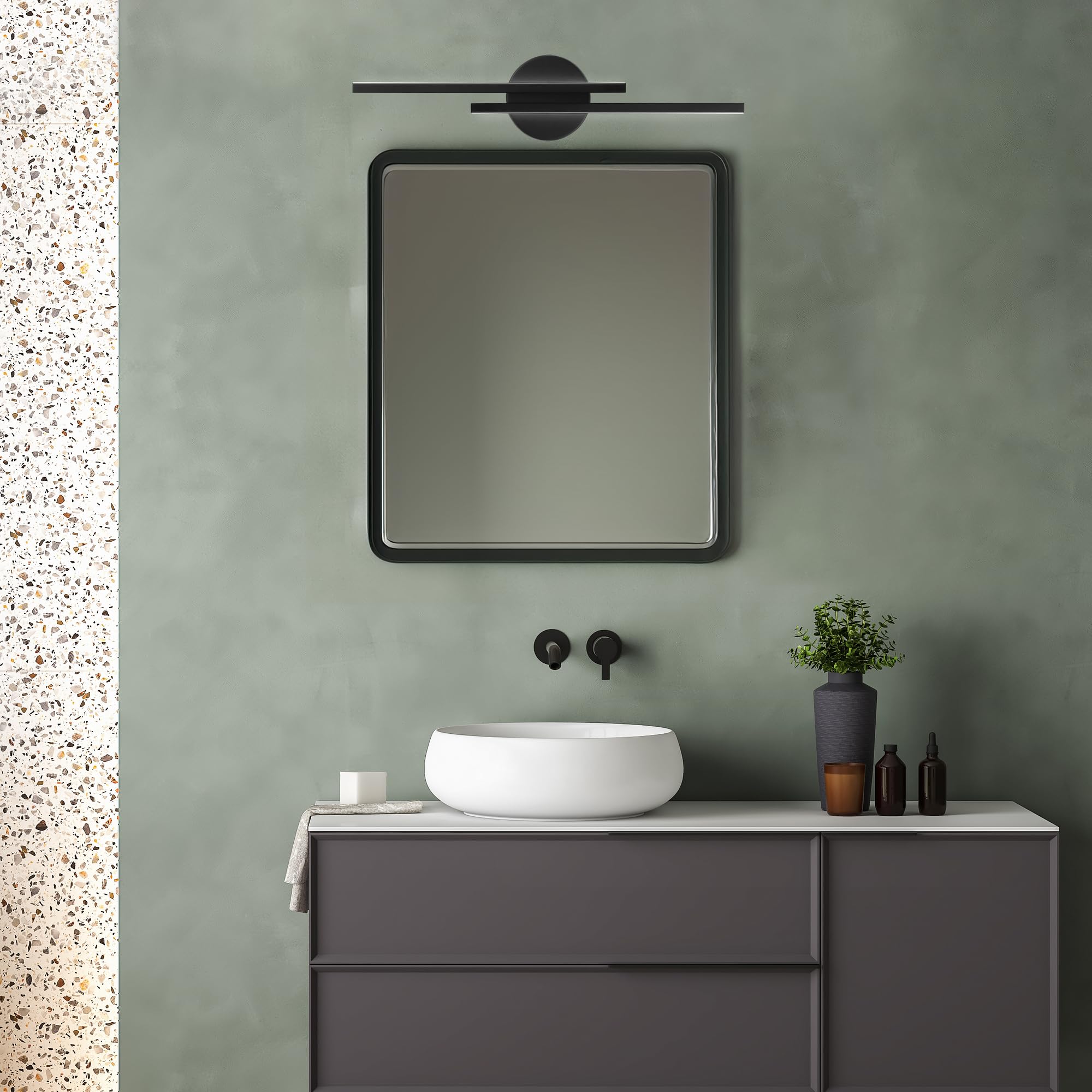 Lampada Specchio Bagno 14W 1540lm 4000K Applique Bagno Due Colori Disponibili Finitura Elegante in Alluminio IP44 Lampada Bagno Lunghezza da 55 cm (nero)