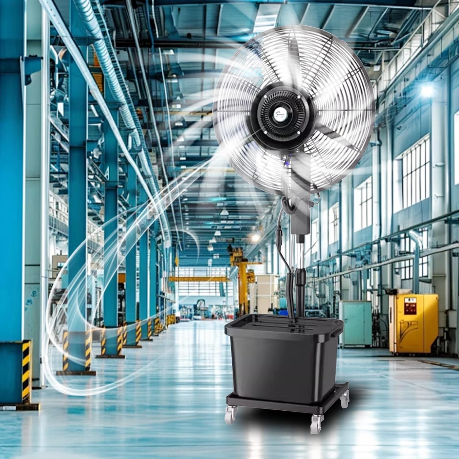 Pedestal Fan with Water Mist Spray, Humidifying Misting Fan, with 3 Speeds, 40L Water Tank, Height Adjustable(65cm)