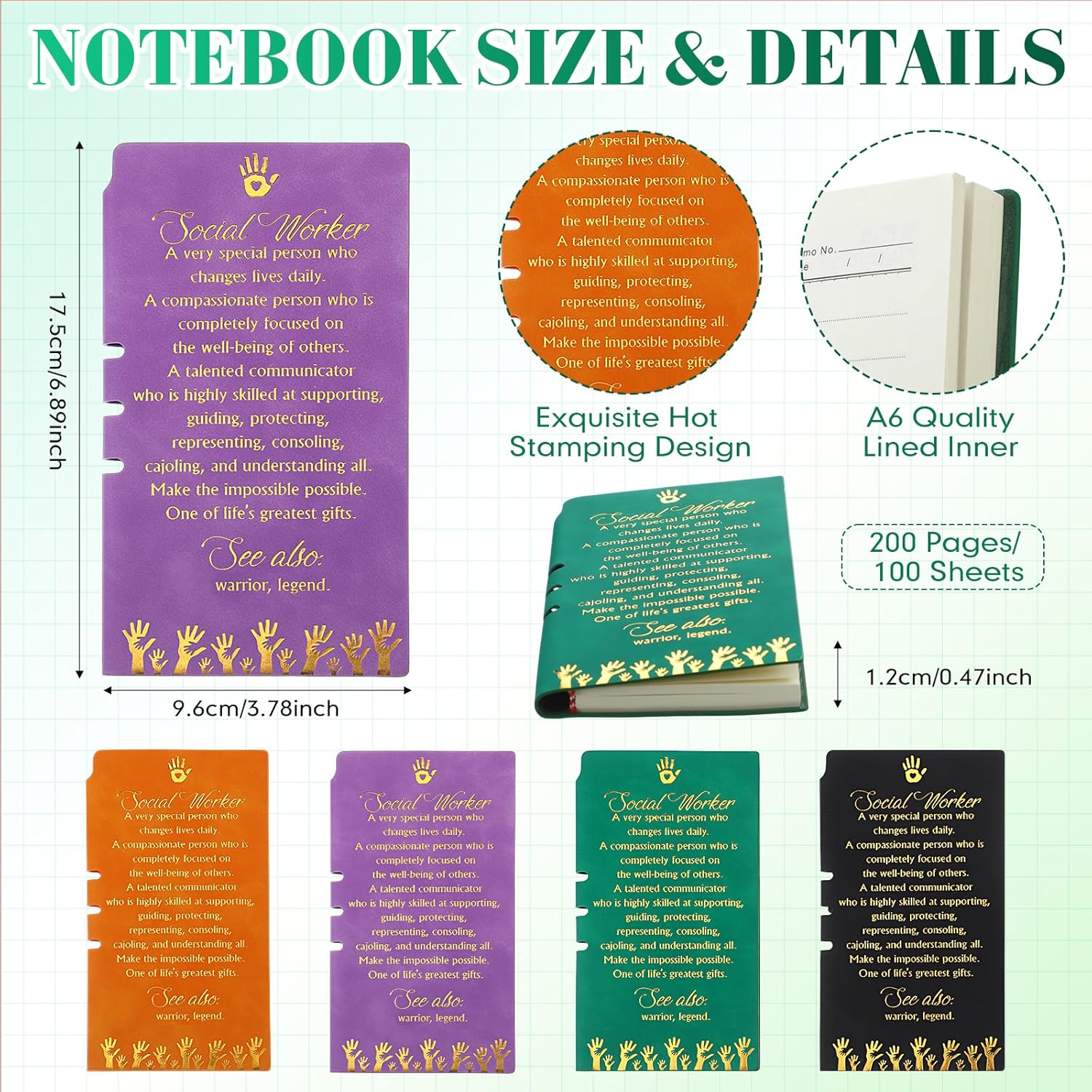 Patelai 12 Pcs Social Worker Appreciation Gift Set, Including 4 20oz Stainless Steel Mugs, 4 A6 Leather Notebooks and 4 Ballpoint Pens Graduation School Social Worker Volunteer Gifts for BSW MSW DSW - Image 3