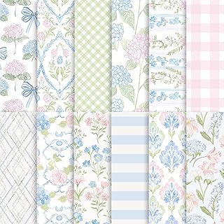 24 Sheets Watercolor Hydrangea Scrapbook Paper, Pastel Floral Patterns D...