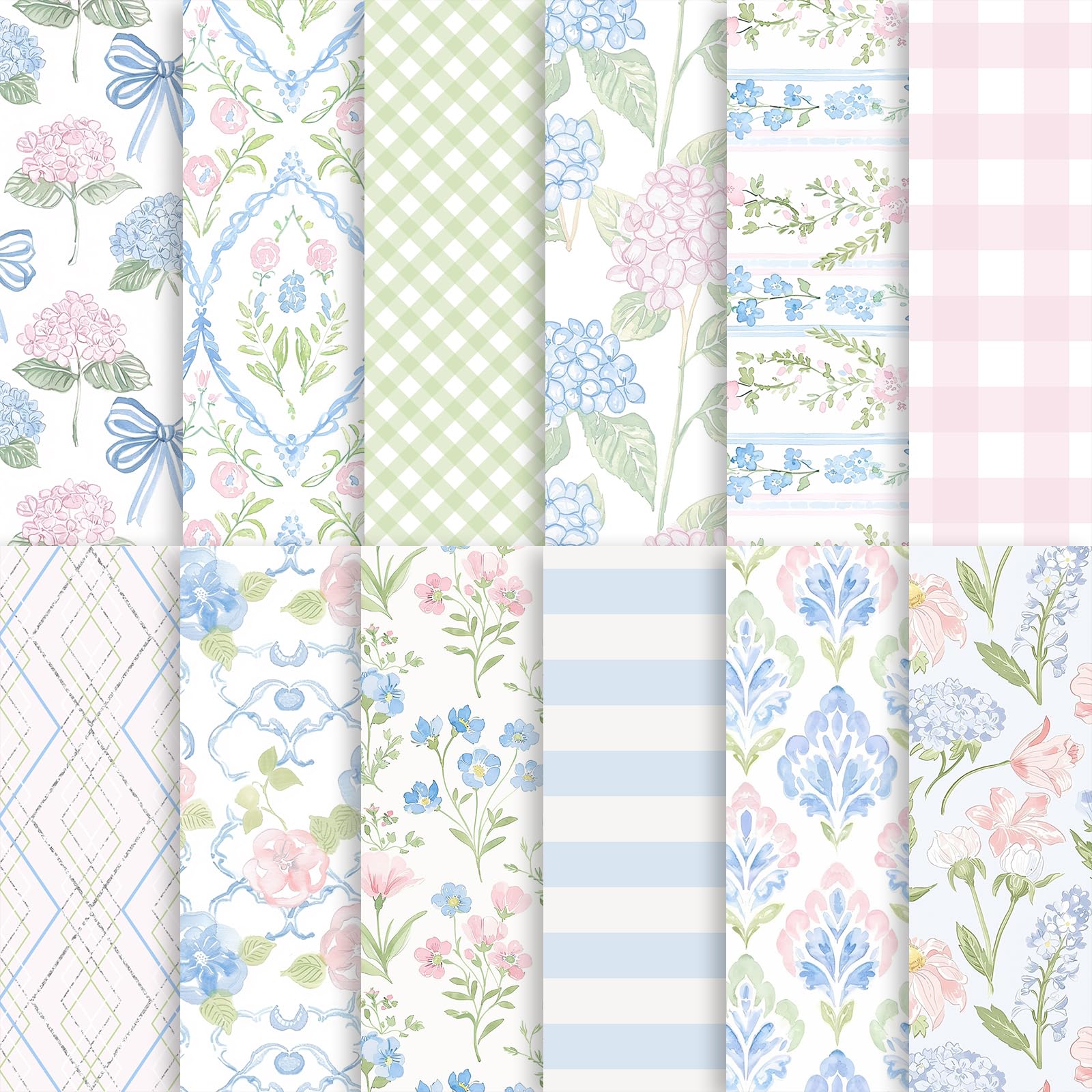 Hydrangea Scrapbook Paper - Pastel Floral Designs -1