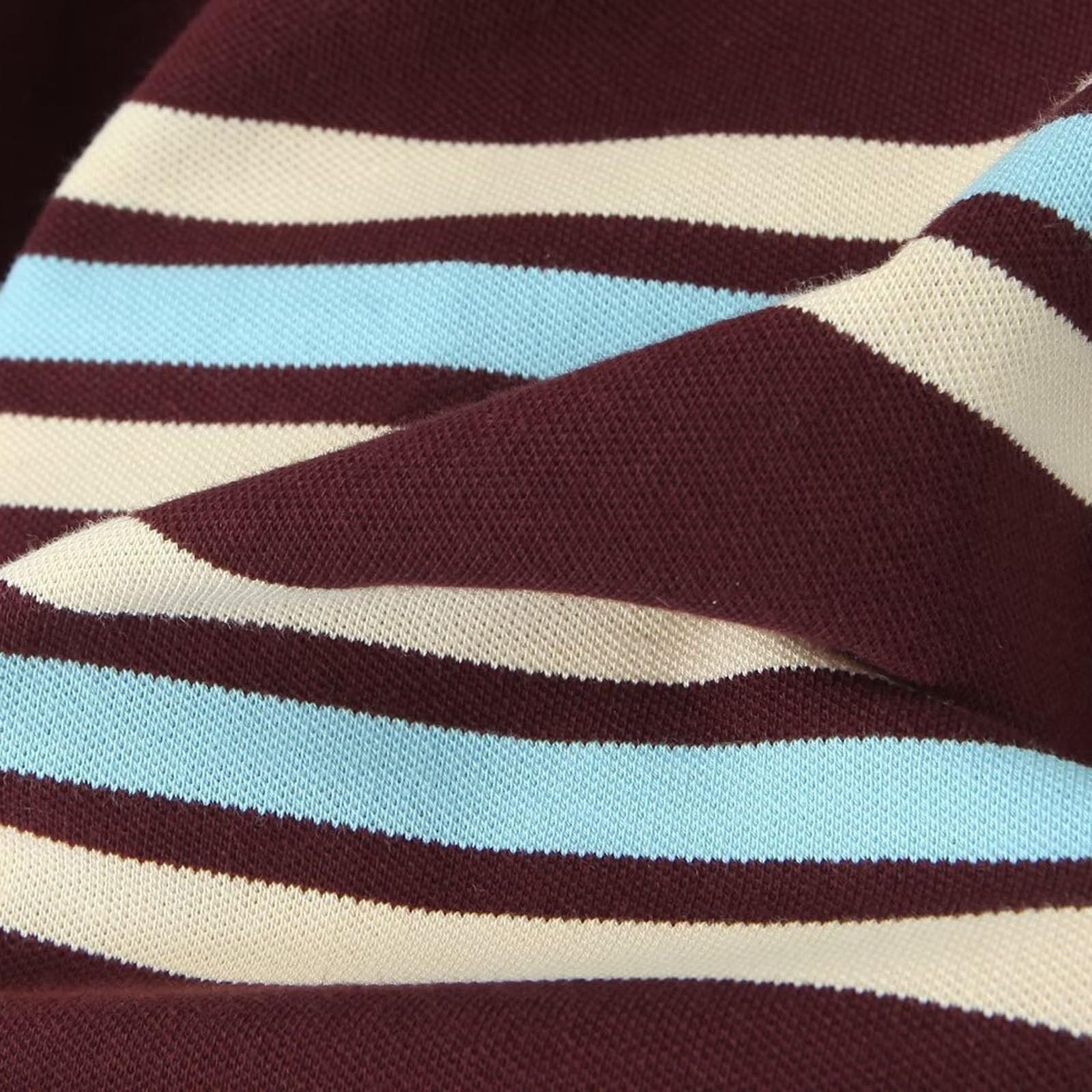 Polo da donna a righe, a maniche lunghe, con bottoni, vestibilità normale, a maniche lunghe, con spalle sovrapposte